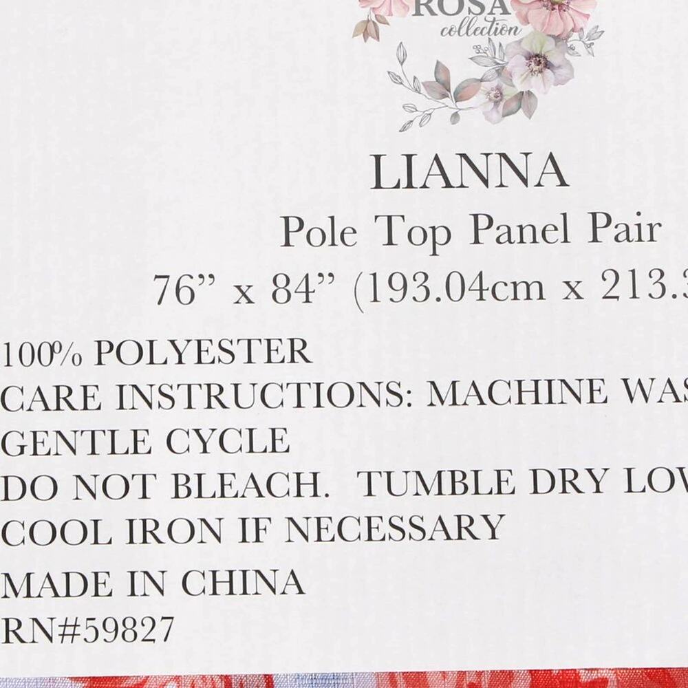 La Rosa Collection Vibrant Floral Curtain Panels 84" Pole Top - Picture 11 of 11
